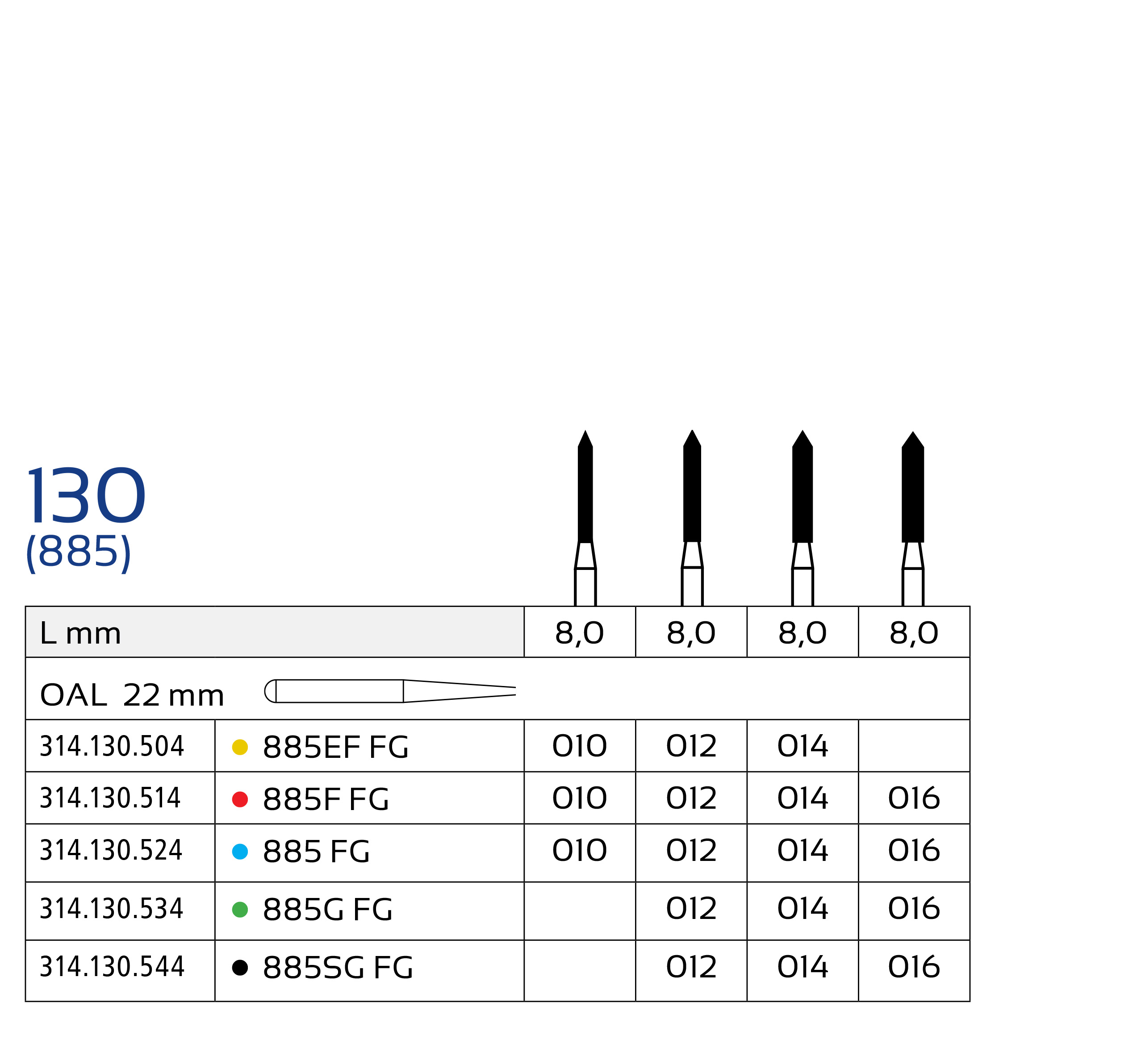 فرز دندانپزشکی الماس 130 (10 عددیی) | Diamond Dental Drill 130 (10 pcs.)