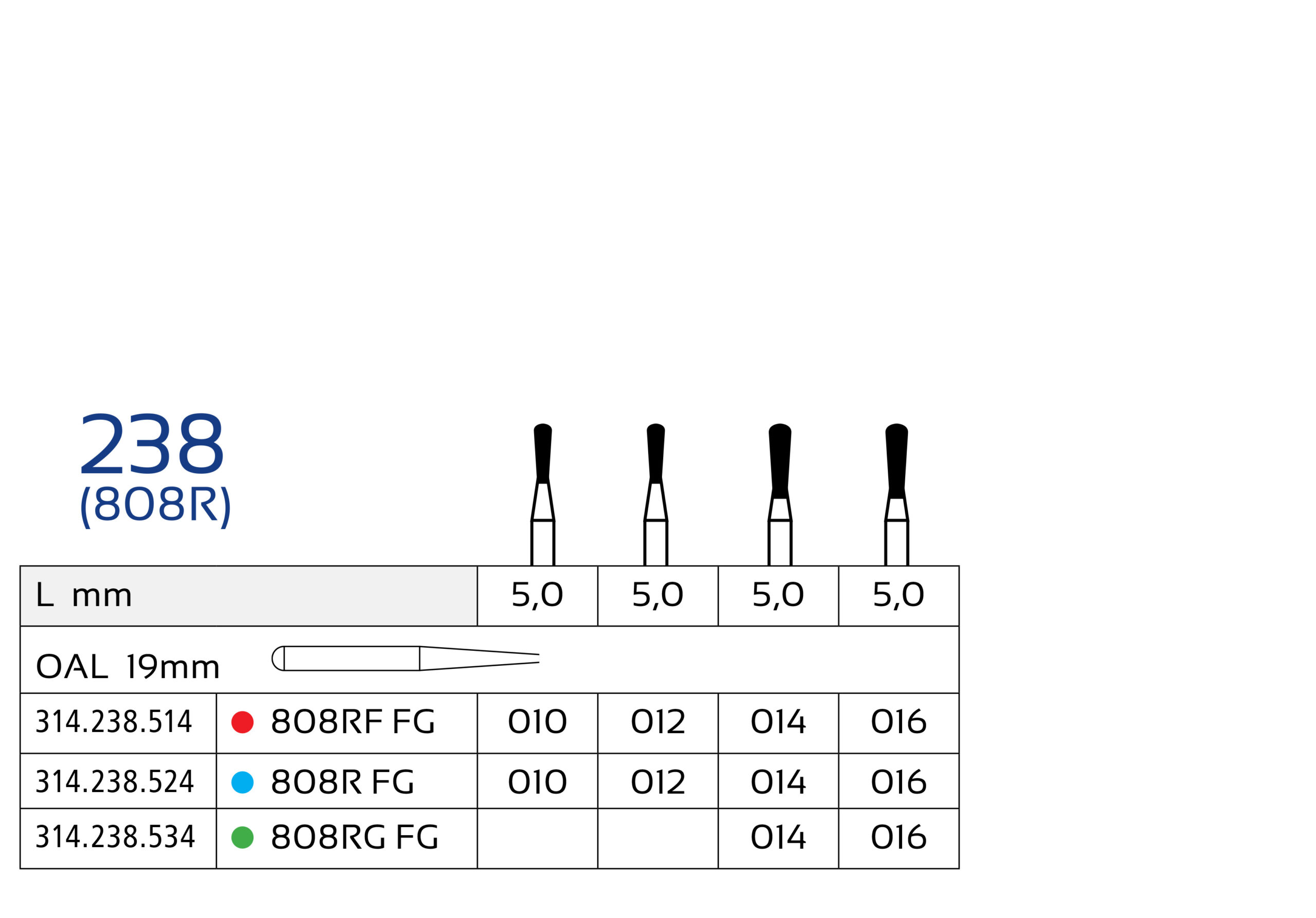 فرز دندانپزشکی الماس 238 (10 عددی) | Diamond Dental drill 238 (10 pcs)