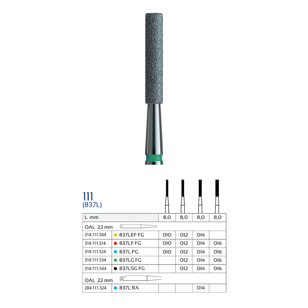 فرز الماسی استوانهای بلند وردنت مدل 837L (Long Flat End Cylinder)