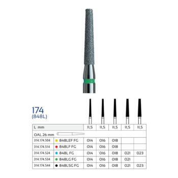 فرز الماسی مخروطی انتهای تخت بلند وردنت مدل 848L (Long Flat End Taper)