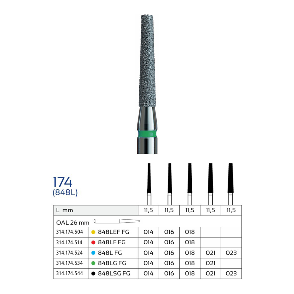 فرز الماسی مخروطی انتهای تخت بلند وردنت مدل 848L (Long Flat End Taper)