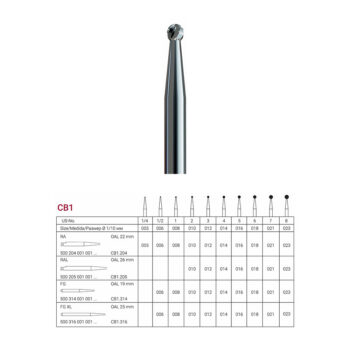 فرز کارباید کروی وردنت مدل CB1 (Round Carbide Bur)